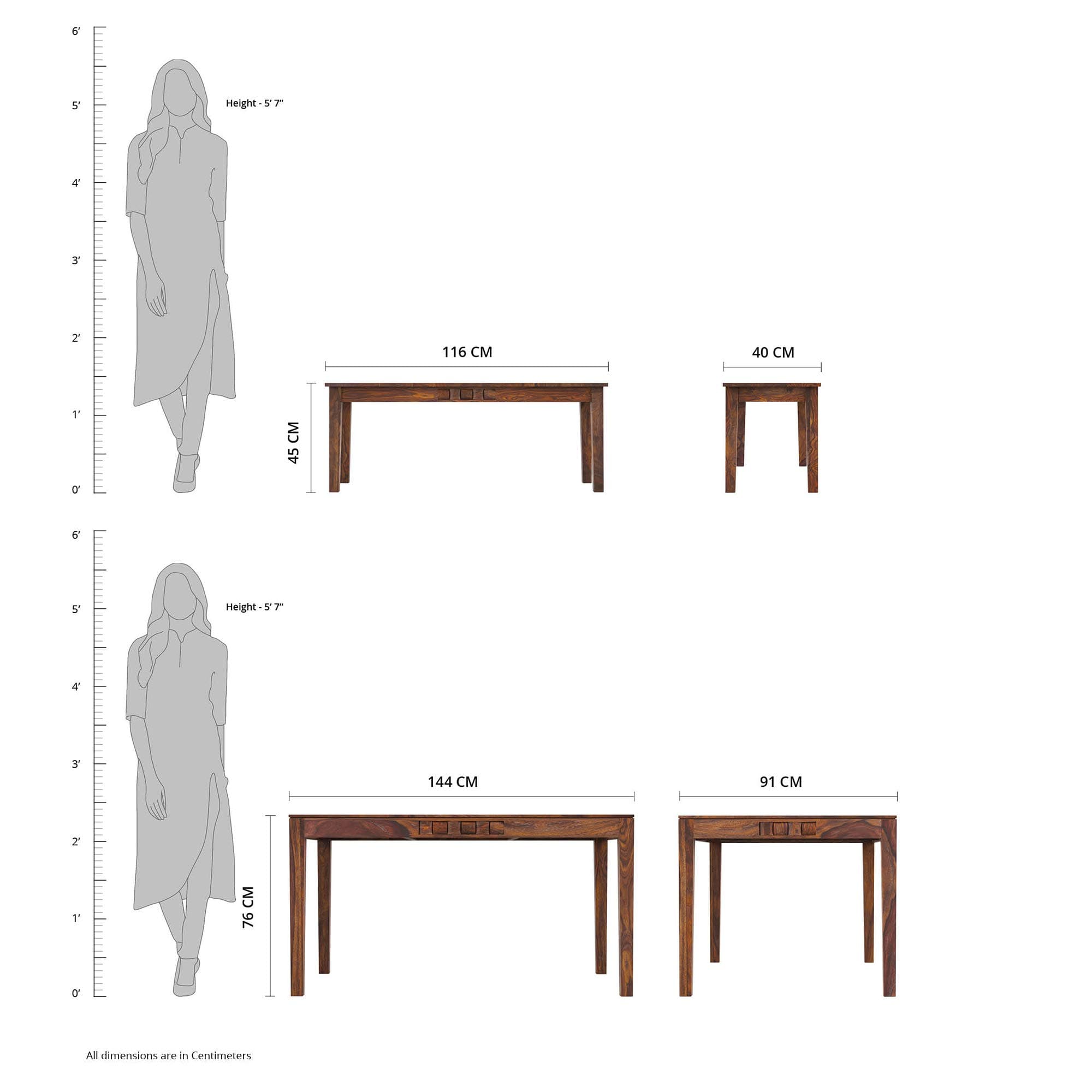Lignora Rieti Modern Table Set - 3